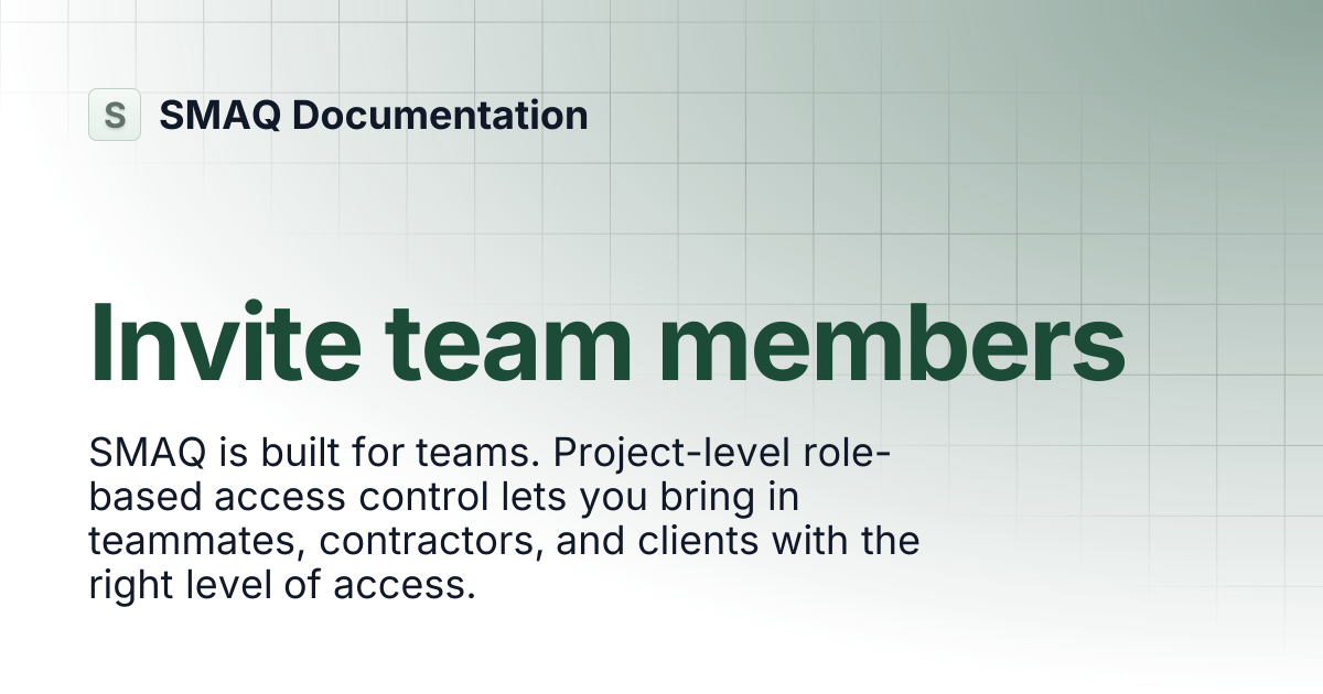 Invite team members | SMAQ Documentation